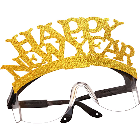 Sjove sikkerhedsbriller - guld Happy New Year