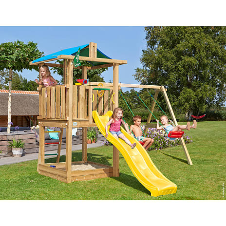 Jungle Gym Hut komplet med gyngemodul og rutsjebane