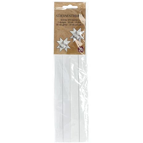 Stjernestrimler Glitter 15 mm 20-pak Hvid