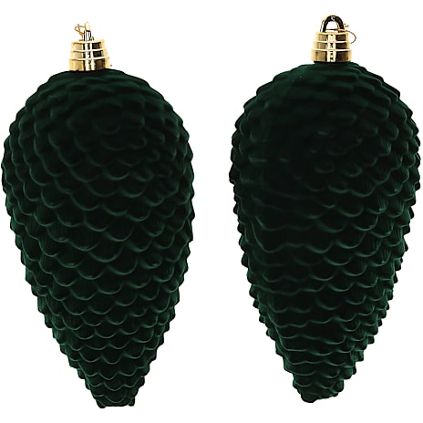 Julefryd Kogler Med Velour 2-pak 24 cm Mørkegrøn