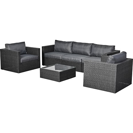 Pisa Loungesofa med 2 stole og bord sort