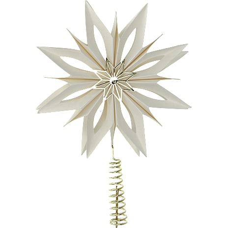 Julefryd papirtopstjerne med metal H: 28 cm - hvid og guld 1 stk.
