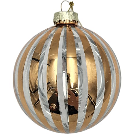 Julefryd Stribet Julekugle Guld eller Sølv Ø 8 cm Assorteret