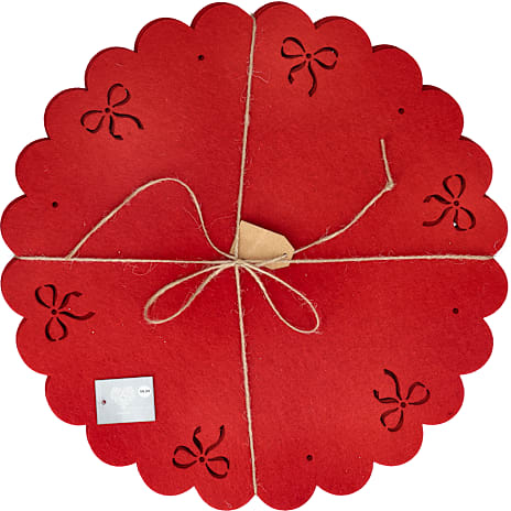 Julefryd Filt Dækkeservietter med Sløjfer Diameter 35 cm 4-pak Rød