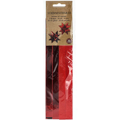 Stjernestrimler 15 mm 20-pak Rød