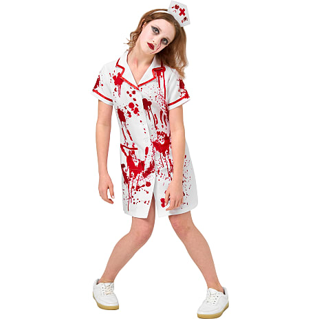 Halloween Zombie Sygeplejeske Kostume Str. 140