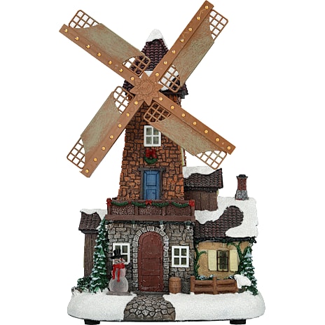Mølle Med Hus Og LED 20,5x17x34 cm Multifarvet