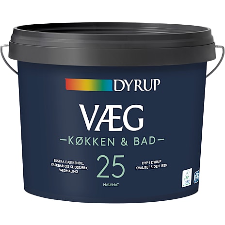 Dyrup vægmaling køkken & bad 9 liter - Hvid 9000 ml