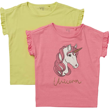 VRS Børne 2-pak T-shirt Str. 110/116 Pink/Gul