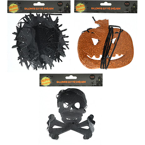 Halloween Glitter Guirlande 3 Meter Assorteret