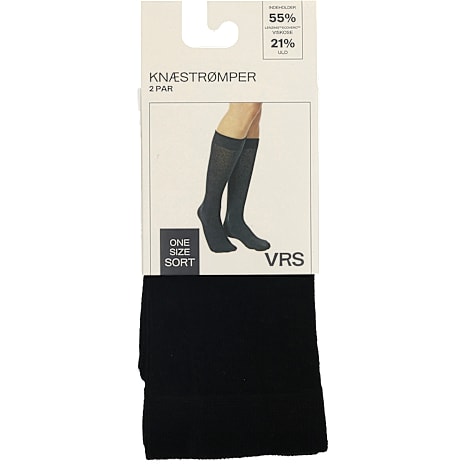 VRS Dame 2-pak Knæstrømper Str. Onesize Sort
