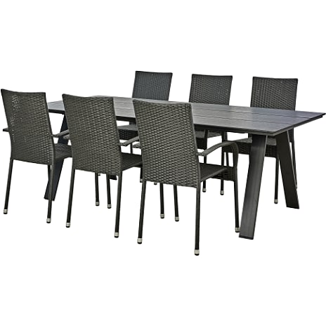 New York Havebord Med 6 Mallorca Havestole Sort