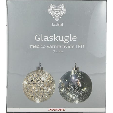 Julefryd glas kugler med LED-lys assorteret