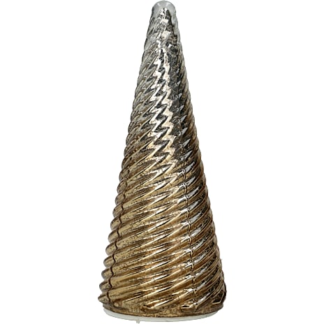 Julefryd Glas Juletræ Med Rotation Og LED Lys Højde 24,5 cm Guld