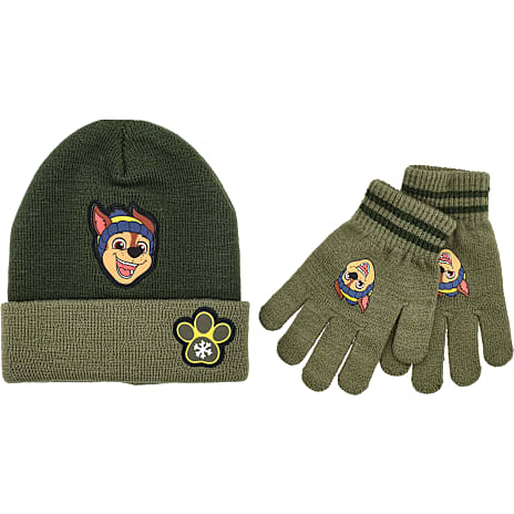 Paw Patrol børne hue/handske sæt str. onesize - oliven 1 stk.