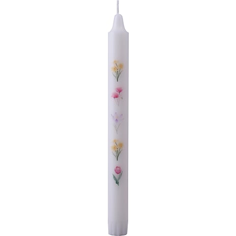 Påske Stagelys 2,2x24 cm Hvid med Blomster