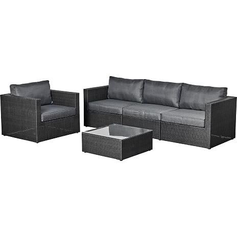 Pisa Sofa med stol og bord sort