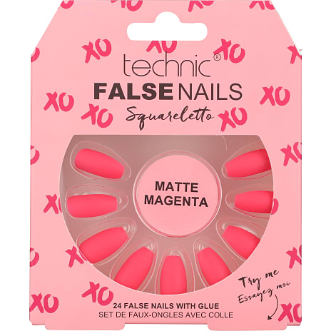 Technic Kunstige Negle Squareletto Matte Magenta