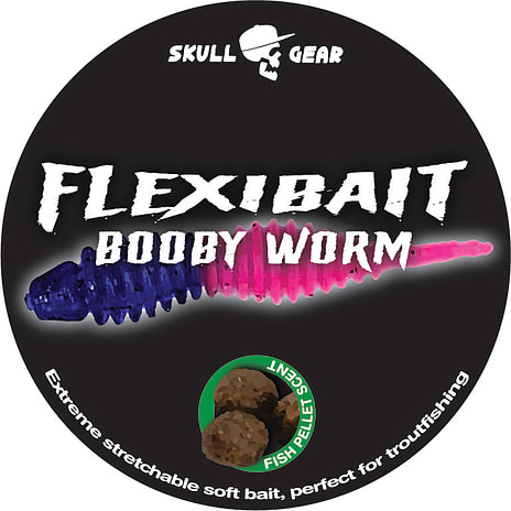 Skull Gear Flexibait Booby Worm Fish Pellet Blue Pink