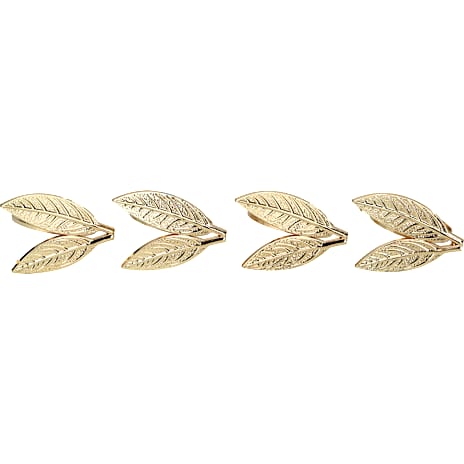 Servietringe med blade 4-pak - guld 4 stk.
