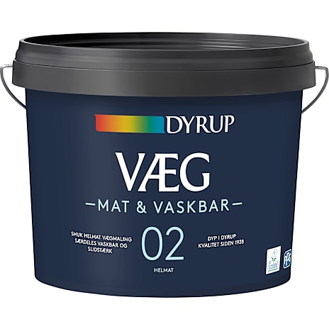Dyrup vægmaling mat og vaskbar 02 hvid - 9 liter 9000 ml