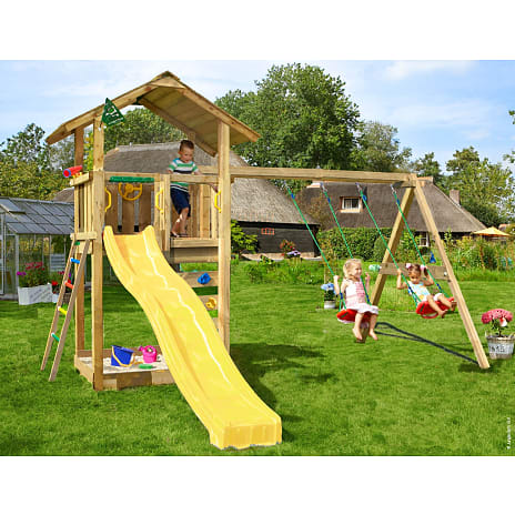 Jungle Gym Sierra med gyngemodul og gul rutsjebane
