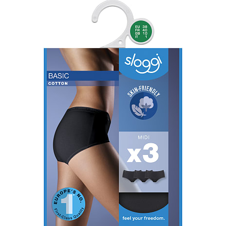 Sloggi dame 3-pak midi str. 40 - sort 1 stk.