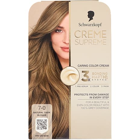 Schwarzkopf Caring Color Creme permanent hårfarve 7-0 Natural Dark Blonde 1 stk.
