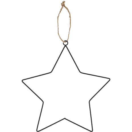 Juleophæng metal stjerne 30 x 30 cm - sort 1 stk.