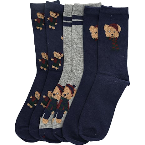 VRS herre 3-pak julestrømper med bamsemotiver str. Onesize - navy 1 stk.