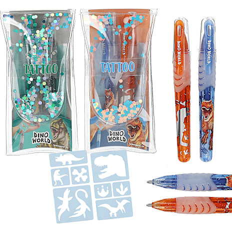 Dino World Glitter Tattoo Gel Pens Assorteret