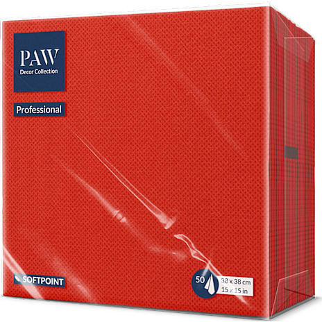 Paw Ensfarvede servietter 38x38 cm Rød