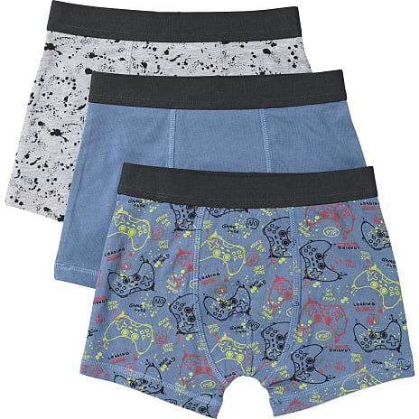 VRS Børne Boxershorts 3-pak Str. 98/104 Blå/Grå
