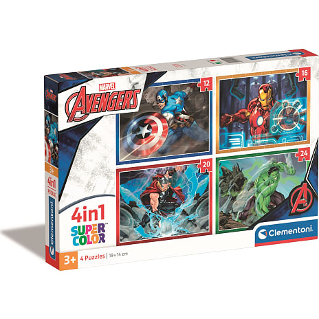 Clementoni Avengers Puslespil 4-i-1 12, 16, 20 og 24 Brikker
