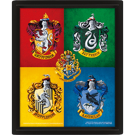 Harry Potter 3D Billede Hogwarts Huse Emblemer