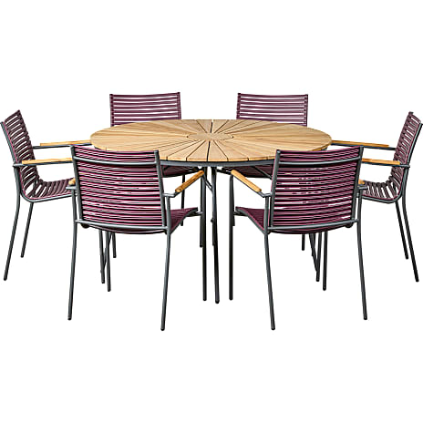Kerteminde Teak Bord Ø130 cm med 6 Mood Compact Stole