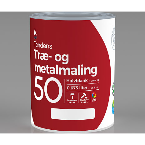 Tendens træ- og metalmaling halvblank 50 0.675 liter 675 ml