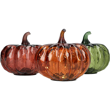 Efterårs LED Glasgræskar 13 cm Assorteret