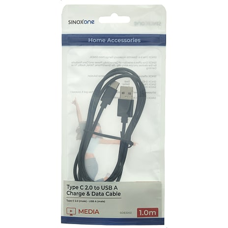 Sinox One USB-C til USB-A Kabel 1 meter Sort