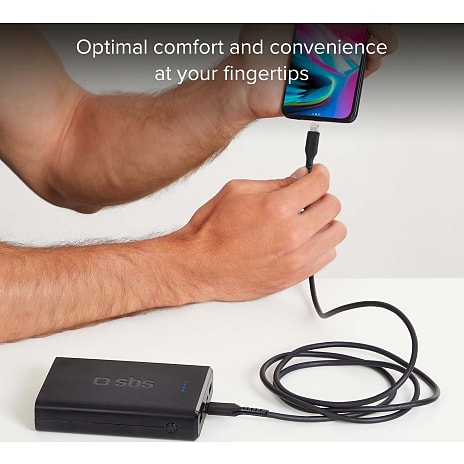 SBS USB-C til lightning-kabel 1 meter - sort 1 stk.