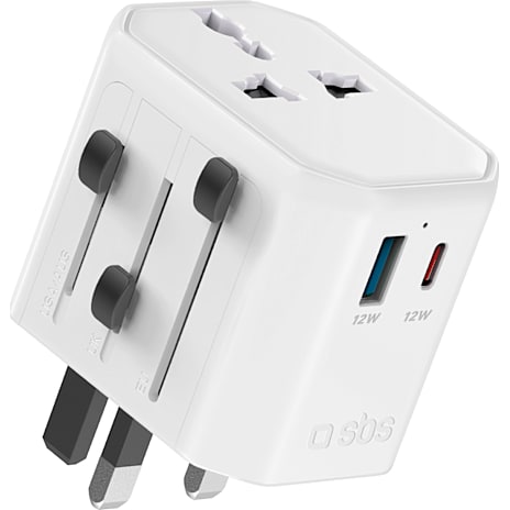 SBS universal rejseadaptor 20W - hvid 1 stk.