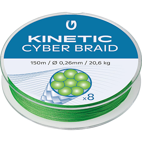 Kinetic 8 Braid fiskeline Fluo Green 0,35mm