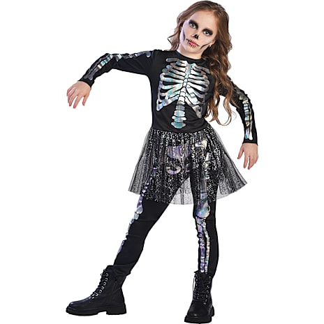 Halloween Glam Skelet Kostume Str. 140