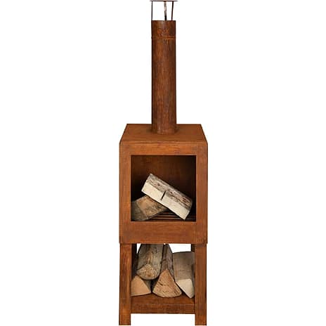 Esschert Design Sedona Havepejs Med Brændedepot Rust Look