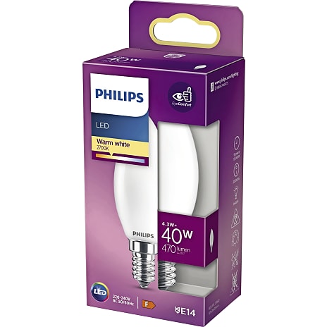 Philips LED Kertepære 4,3W Varmt Hvidt Lys