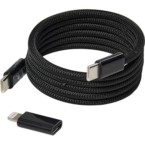 Elworks USB-C til USB-C magnetisk stofkabel - sort 1 stk.