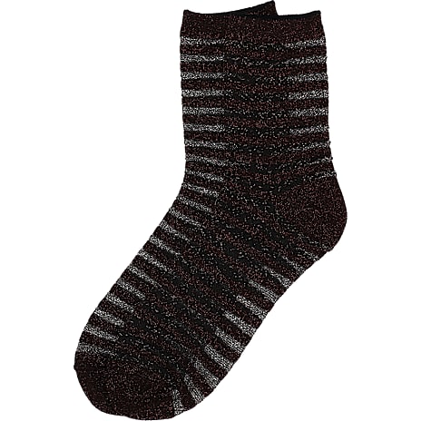 VRS dame glimmerstrømper med striber str. onesize - brun 1 stk.