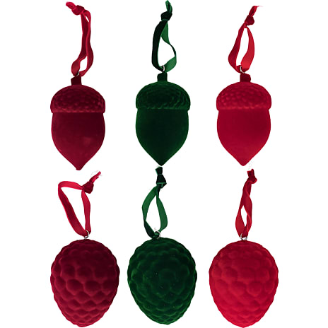 Julefryd Velour Kogle Og Agern Med Veloursnor Højde 9,5 cm Assorteret