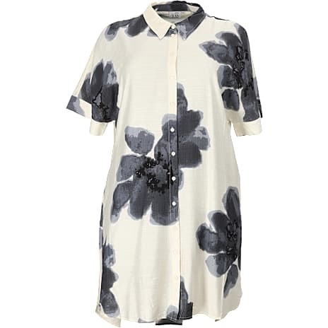 VRS Dame Blomstret Skjortekjole Str. 50 Beige