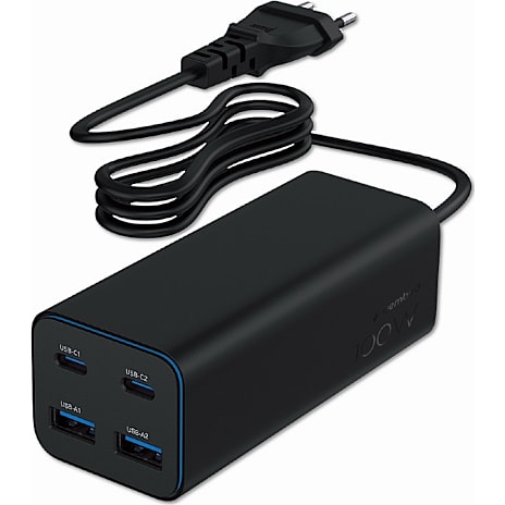 Gembird USB A/C oplader 100 W - sort 1 stk.